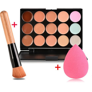 New Face Concealer Makeup Palette +Brushes +Puff Set