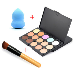 New Face Concealer Makeup Palette +Brushes +Puff Set